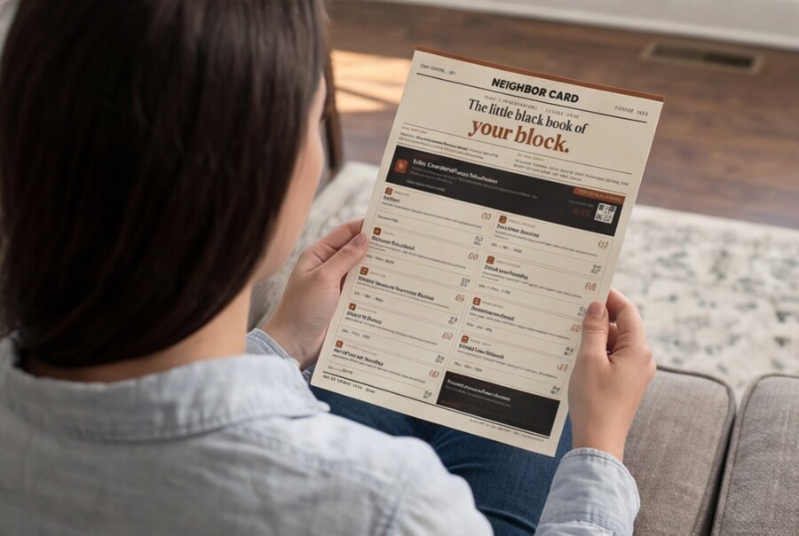 Homeowner reading NeighborCard